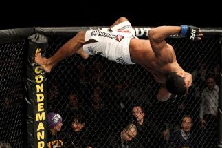 Carlos Eduardo Rocha of Brazil celebrates his victory in the 1st round by tap out over Kris McCray of the USA during their UFC Welterweight bout at the Konig Pilsner Arena on November 13, 2010 in Oberhausen, Germany. (Photo by Josh Hedges/Zuffa LLC/Zuffa