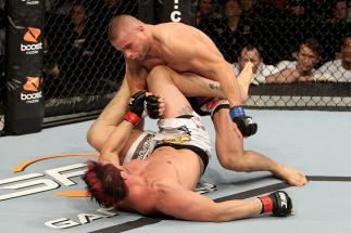 Seth Petruzelli of the USA fights with Karlos Vemola (R) of the Czech Republic during their UFC Light Heavyweight bout at the Konig Pilsner Arena on November 13, 2010 in Oberhausen, Germany. (Photo by Josh Hedges/Zuffa LLC/Zuffa LLC)