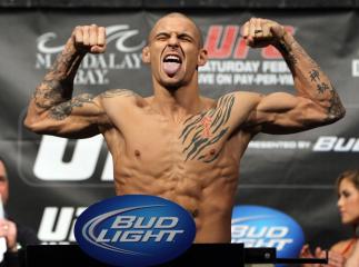 LAS VEGAS, NV - FEBRUARY 03: Dustin Poirier weighs in during the UFC 143 official weigh in at Mandalay Bay Events Center on February 3, 2012 in Las Vegas, Nevada. (Photo by Josh Hedges/Zuffa LLC/Zuffa LLC via Getty Images) *** Local Caption *** Dustin Po