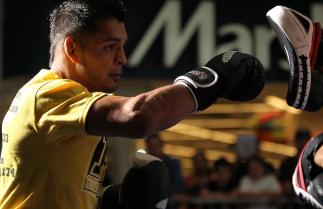 SUNRISE, FL - JUNE 06: Leonard Garcia works out for fans and media during the UFC open workouts at Sawgrass Mills Mall on June 6, 2012 in Sunrise, Florida. (Photo by Josh Hedges/Zuffa LLC/Zuffa LLC via Getty Images)