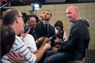 HOUSTON, TX - OCTOBER 16: UFC President Dana White speaks with the media during the UFC 166 Ultimate Media Day at the Toyota Center on October 16, 2013 in Houston, Texas. (Photo by Jeff Bottari/Zuffa LLC/Zuffa LLC via Getty Images) *** Local Caption ***