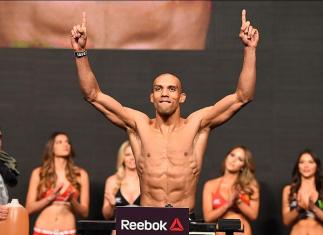 LAS VEGAS, NV - APRIL 20: Edson Barboza of Brazil steps on the scale during the UFC 197 weigh-in at the MGM Grand Garden Arena on April 20, 2016 in Las Vegas, Nevada. (Photo by Josh Hedges/Zuffa LLC/Zuffa LLC via Getty Images)