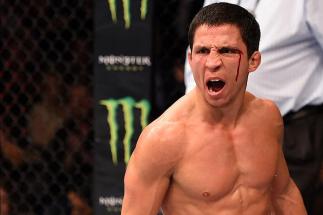 LAS VEGAS, NV - FEBRUARY 06: Joseph Benavidez celebrates after defeating Zach Makovsky in their flyweight bout during the UFC Fight Night event at MGM Grand Garden Arena on February 6, 2016 in Las Vegas, Nevada. (Photo by Josh Hedges/Zuffa LLC/Zuffa LLC