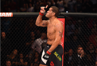 RIO DE JANEIRO, BRAZIL - AUGUST 01: Antonio 'Bigfoot' Silva of Brazil celebrates his victory over Soa Palelei of Australia in their heavyweight bout during the UFC 190 event inside HSBC Arena on August 1, 2015 in Rio de Janeiro, Brazil. (Photo by Josh H