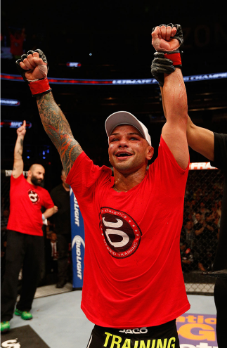 ORLANDO, FL - APRIL 19: Thiago Alves reacts after his decision victory over Seth Baczynski in their welterweight bout during the FOX UFC Saturday event at the Amway Center on April 19, 2014 in Orlando, Florida. (Photo by Josh Hedges/Zuffa LLC/Zuffa LLC v