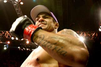 RIO DE JANEIRO, BRAZIL - JANUARY 14: Vitor Belfort celebrates defeating Anthony Johnson (not pictured) in a middleweight bout during UFC 142 at HSBC Arena on January 14, 2012 in Rio de Janeiro, Brazil. (Photo by Josh Hedges/Zuffa LLC/Zuffa LLC via Getty