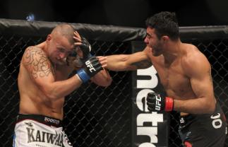 LAS VEGAS, NV - FEBRUARY 04: Rafael Natal (right) punches Michael Kuiper during the UFC 143 event at Mandalay Bay Events Center on February 4, 2012 in Las Vegas, Nevada. (Photo by Josh Hedges/Zuffa LLC/Zuffa LLC via Getty Images) *** Local Caption *** R