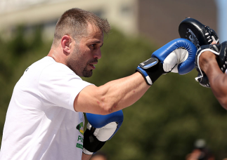 RIO DE JANEIRO, BRAZIL - OCTOBER 10: Fabio Maldonado works out for fans and media during an open training session ahead of UFC 153 at Arcos da Lapa: Praca Cardeal Camara on October 10, 2012 in Rio de Janeiro, Brazil. (Photo by Josh Hedges/Zuffa LLC/Zuff