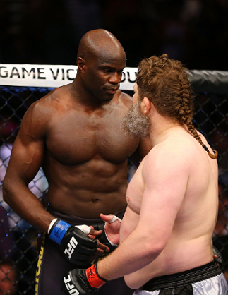 NEWARK, NJ - APRIL 27: (L-R) Cheick Kongo of France and Roy Nelson shakes hands after Nelson won by knockout in their heavyweight bout during the UFC 159 event at the Prudential Center on April 27, 2013 in Newark, New Jersey.  (Photo by Al Bello/Zuffa LLC