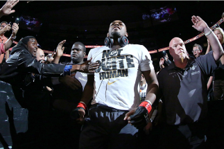 TORONTO, CANADA - SEPTEMBER 21: Jon 'Bones' Jones enters the arena prior to his fight against Alexander Gustafsson in their UFC light heavyweight championship bout at the Air Canada Center on September 21, 2013 in Toronto, Ontario, Canada. (Photo by Al B