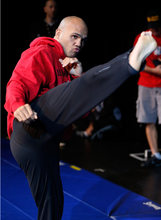 LAS VEGAS, NV - NOVEMBER 13: Robbie Lawler holds an open workout session for media inside the Hollywood Theatre at the MGM Grand Hotel/Casino on November 13, 2013 in Las Vegas, Nevada. (Photo by Josh Hedges/Zuffa LLC/Zuffa LLC via Getty Images)
