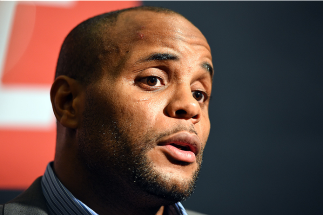HOUSTON, TX - OCTOBER 01: UFC light heavyweight champion Daniel Cormier interacts with media during the UFC 192 Ultimate Media Day at the Toyota Center on October 1, 2015 in Houston, Texas. (Photo by Josh Hedges/Zuffa LLC/Zuffa LLC via Getty Images)