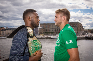 STOCKHOLM, SWEDEN - AUGUST 01: Jon Jones and Alexander Gustafsson (R) pose infront of the Swedish Royal Castel at a UFC press tour event on August 01, 2013 in Stockholm, Sweden. (Photo by Gustav Martensson/Zuffa LLC/Zuffa LLC via Getty Images)
