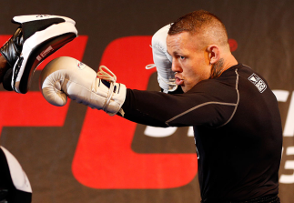 STOCKHOLM, SWEDEN - APRIL 03: Ross Pearson of England conducts an open training session at the Grand Hotel on April 3, 2013 in Stockholm, Sweden. (Photo by Josh Hedges/Zuffa LLC/Zuffa LLC via Getty Images)