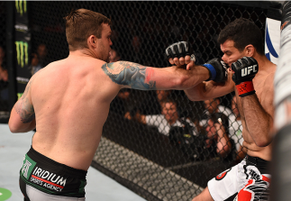 ADELAIDE, AUSTRALIA - MAY 10: (L-R) Sean O'Connell ipunches Anthony Perosh in their light heavyweight bout during the UFC Fight Night event at the Adelaide Entertainment Centre on May 10, 2015 in Adelaide, Australia. (Photo by Josh Hedges/Zuffa LLC/Zuff