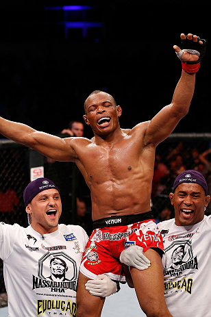 JARAGUA DO SUL, BRAZIL - MAY 18: Francisco Trinaldo reacts after submitting Mike Rio in their lightweight bout during the UFC on FX event on May 18, 2013 at Arena Jaragua in Jaragua do Sul, Santa Catarina, Brazil. (Photo by Josh Hedges/Zuffa LLC/Zuffa