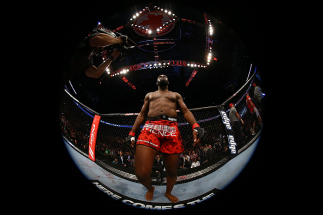 Jon Jones stands inside during his light heavyweight championship bout against Vitor Belfort at UFC 152 inside Air Canada Centre on September 22, 2012 in Toronto, Ontario, Canada. (Photo by Al Bello/Zuffa LLC/Zuffa LLC via Getty Images)