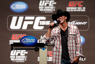 LAS VEGAS, NV - DECEMBER 28:  Donald "Cowboy" Cerrone interacts with fans during a Q&A session before the UFC 155 weigh-in on December 28, 2012 at MGM Grand Garden Arena in Las Vegas, Nevada. (Photo by Josh Hedges/Zuffa LLC/Zuffa LLC via Getty Images)