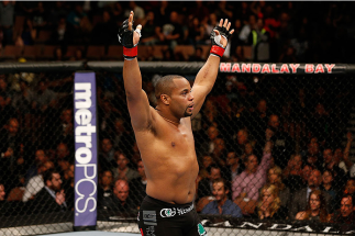 LAS VEGAS, NV - FEBRUARY 22: Daniel Cormier reacts to his victory over Patrick Cummins in their light heavyweight bout during UFC 170 inside the Mandalay Bay Events Center on February 22, 2014 in Las Vegas, Nevada. (Photo by Josh Hedges/Zuffa LLC/Zuffa L