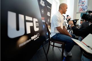 DALLAS, TX - MARCH 13: Robbie Lawler speaks with the media during the UFC 171 Ultimate Media Day at American Airlines Center on March 13, 2014 in Dallas, Texas. (Photo by Jeff Bottari/Zuffa LLC/Zuffa LLC via Getty Images)