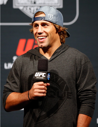 SACRAMENTO, CA - AUGUST 29: UFC bantamweight contender Urijah Faber interacts with fans during a Q&A session before the UFC 177 weigh-in at Sleep Train Arena on August 29, 2014 in Sacramento, California. (Photo by Josh Hedges/Zuffa LLC/Zuffa LLC via Get