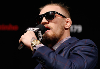 RIO DE JANEIRO, BRAZIL - OCTOBER 24: Conor McGregor of Ireland interacts with fans during a Q&A session before the UFC 179 weigh-in at the Maracanãzinho Gymnasium on October 24, 2014 in Rio de Janeiro, Brazil. (Photo by Josh Hedges/Zuffa LLC/Zuffa LLC v