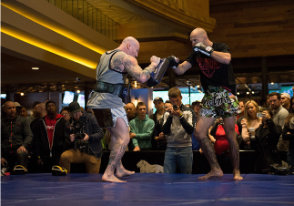LAS VEGAS, NEVADA - DECEMBER 31: Donald Cerrone spars with his trainer during the UFC 182 Open Workouts at the MGM Grand Hotel and Casino on December 31, 2014 in Las Vegas, Nevada. (Photo by Brandon Magnus/Zuffa LLC/Zuffa LLC via Getty Images)