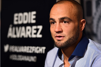 MEXICO CITY, MEXICO - JUNE 11: Eddie Alvarez of the United States interacts with the media during the UFC 188 Ultimate Media Day at the Hyatt Hotel on June 11, 2015 in Mexico City, Mexico. (Photo by Jeff Bottari/Zuffa LLC/Zuffa LLC via Getty Images)