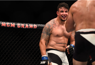 LAS VEGAS, NV - SEPTEMBER 05: Frank Mir squares off with Andrei Arlovski in their heavyweight bout during the UFC 191 event inside MGM Grand Garden Arena on September 5, 2015 in Las Vegas, Nevada. (Photo by Jeff Bottari/Zuffa LLC/Zuffa LLC via Getty Imag
