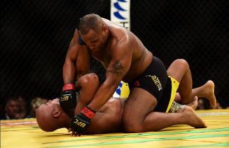 LAS VEGAS, NV - JULY 09: Daniel Cormier (top) grapples with Anderson Silva of Brazil in their light heavyweight bout during the UFC 200 event on July 9, 2016 at T-Mobile Arena in Las Vegas, Nevada. (Photo by Harry How/Zuffa LLC/Zuffa LLC via Getty Image