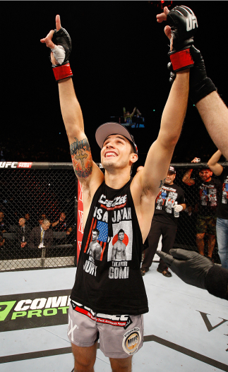 SAITAMA, JAPAN - SEPTEMBER 20: Myles Jury celebrates after his win over Takanori Gomi in their lightweight bout during the UFC Fight Night event inside the Saitama Arena on September 20, 2014 in Saitama, Japan. (Photo by Mitch Viquez/Zuffa LLC/Zuffa LLC