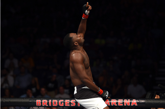 NASHVILLE, TN - AUGUST 08: Derek Brunson celebrates after defeating Sam Alvey in their middleweight bout during the UFC Fight Night event at Bridgestone Arena on August 8, 2015 in Nashville, Tennessee. (Photo by Josh Hedges/Zuffa LLC/Zuffa LLC via Getty