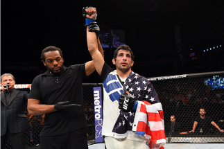 NASHVILLE, TN - AUGUST 08: Beneil Dariush celebrates after defeating Michael Johnson in their lightweight bout during the UFC Fight Night event at Bridgestone Arena on August 8, 2015 in Nashville, Tennessee. (Photo by Josh Hedges/Zuffa LLC/Zuffa LLC via