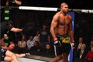 PHOENIX, AZ - DECEMBER 13: (R-L) Alistair Overeem of the Netherlands walks away from Stefan Struve of the Netherlands after defeating him in their heavyweight fight during the UFC Fight Night event at the U.S. Airways Center on December 13, 2014