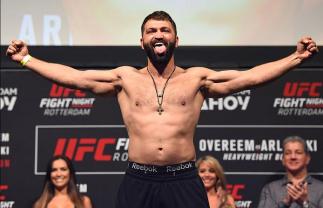 ROTTERDAM, NETHERLANDS - MAY 07: Andrei Arlovski of Belarus steps on the scale during the UFC weigh-in at Ahoy Rotterdam on May 7, 2016 in Rotterdam, Netherlands. (Photo by Josh Hedges/Zuffa LLC/Zuffa LLC via Getty Images)