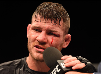 GLASGOW, SCOTLAND - JULY 18: Michael Bisping of England is interviewed after his split-decision victory over Thales Leites of Brazil in their middleweight fight during the UFC Fight Night event inside the SSE Hydro on July 18, 2015 in Glasgow, Scotland.