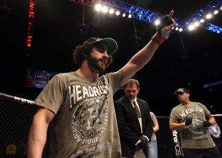 NASHVILLE, TN - JANUARY 20: Charlie Brenneman reacts after defeating Daniel Roberts during the UFC on FX event at Bridgestone Arena on January 20, 2012 in Nashville, Tennessee. (Photo by Josh Hedges/Zuffa LLC/Zuffa LLC via Getty Images)
