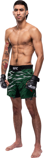 A side photo of UFC fighter Fernando Padilla in green UFC gear