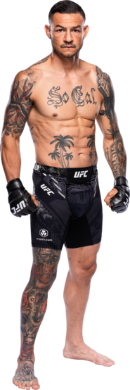 A side photo of UFC fighter Cub Swanson in black gear