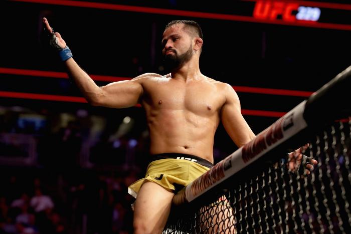 Jussier Formiga celebrates during the UFC 229 event inside T-Mobile Arena on October 6, 2018 in Las Vegas, Nevada.