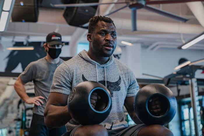 Francis Ngannou Works Out At The UFC Performance Institute on December 18, 2020.