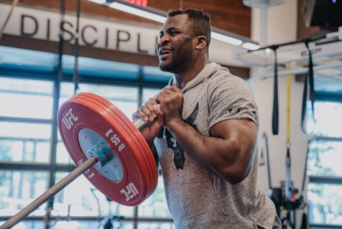 Francis Ngannou Works Out At The UFC Performance Institute on December 18, 2020.