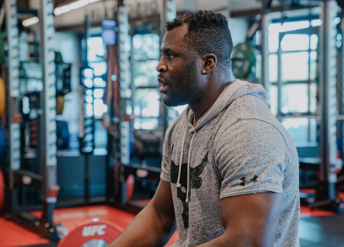 Francis Ngannou Works Out At The UFC Performance Institute on December 18, 2020.