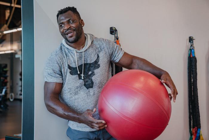 Francis Ngannou Works Out At The UFC Performance Institute on December 18, 2020.