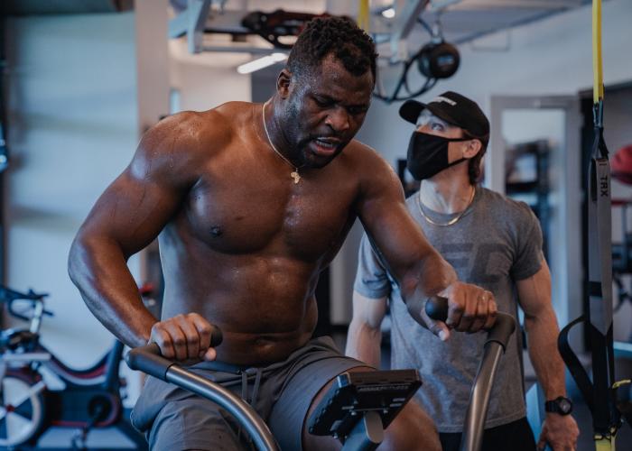 Francis Ngannou Works Out At The UFC Performance Institute on December 18, 2020.
