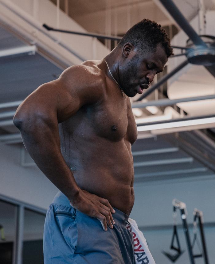 Francis Ngannou Works Out At The UFC Performance Institute on December 18, 2020.