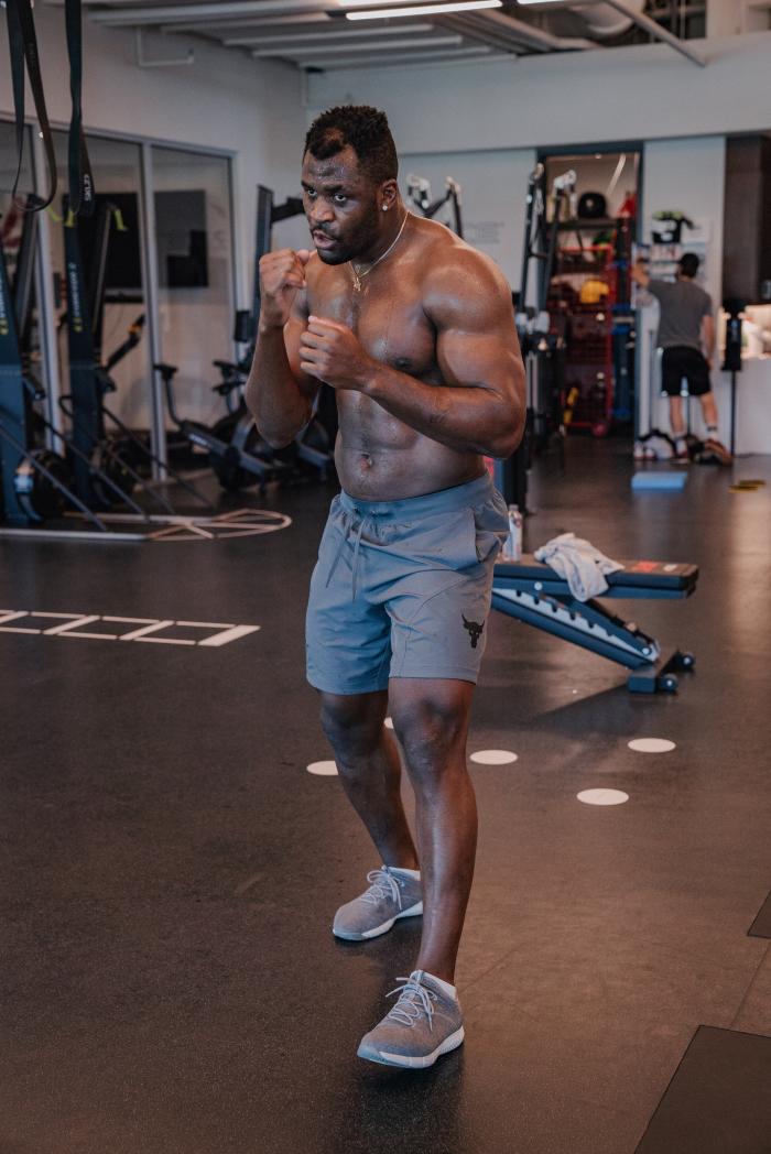 Francis Ngannou Works Out At The UFC Performance Institute on December 18, 2020.