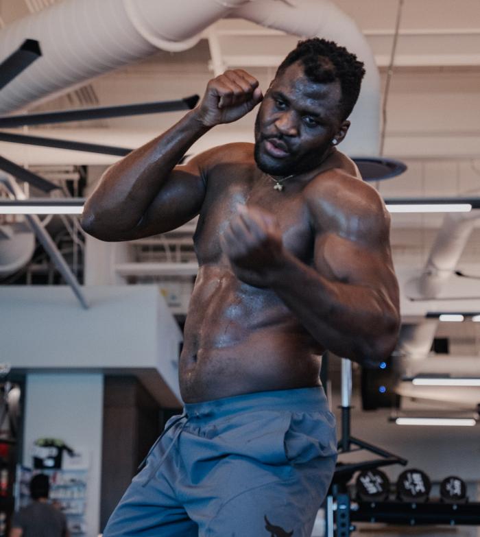 Francis Ngannou Works Out At The UFC Performance Institute on December 18, 2020.