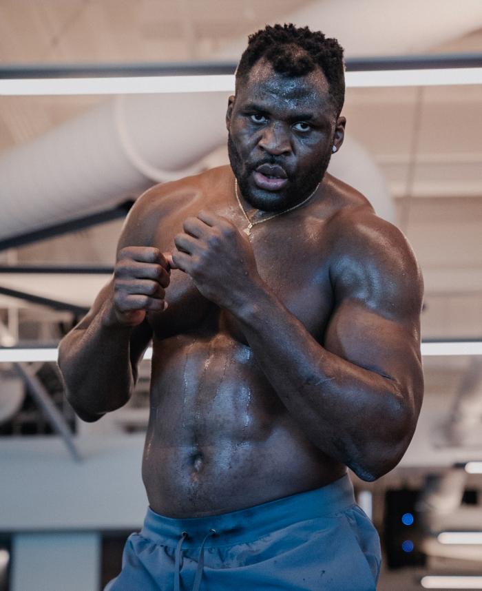 Francis Ngannou Works Out At The UFC Performance Institute on December 18, 2020.