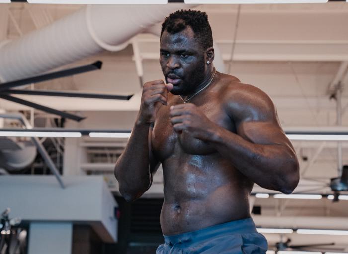 Francis Ngannou Works Out At The UFC Performance Institute on December 18, 2020.